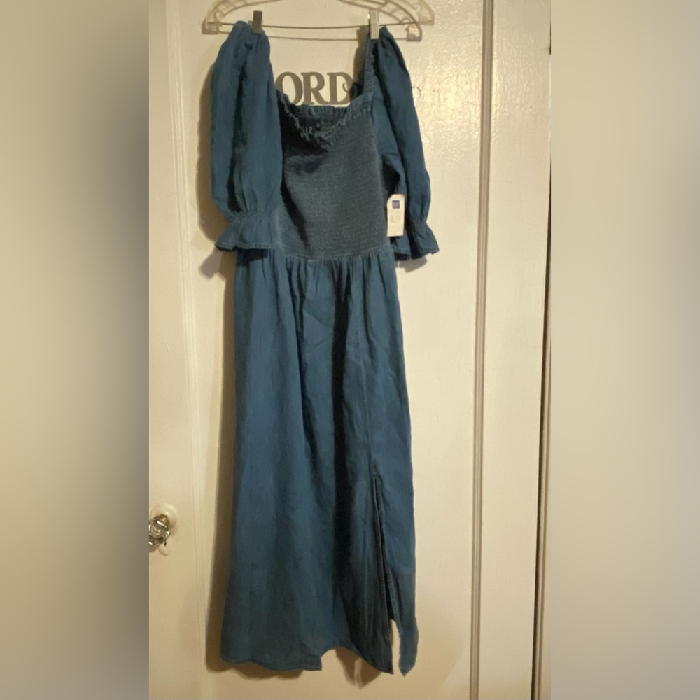 GAP Teal Blue Off-Shoulder Maxi Dress
